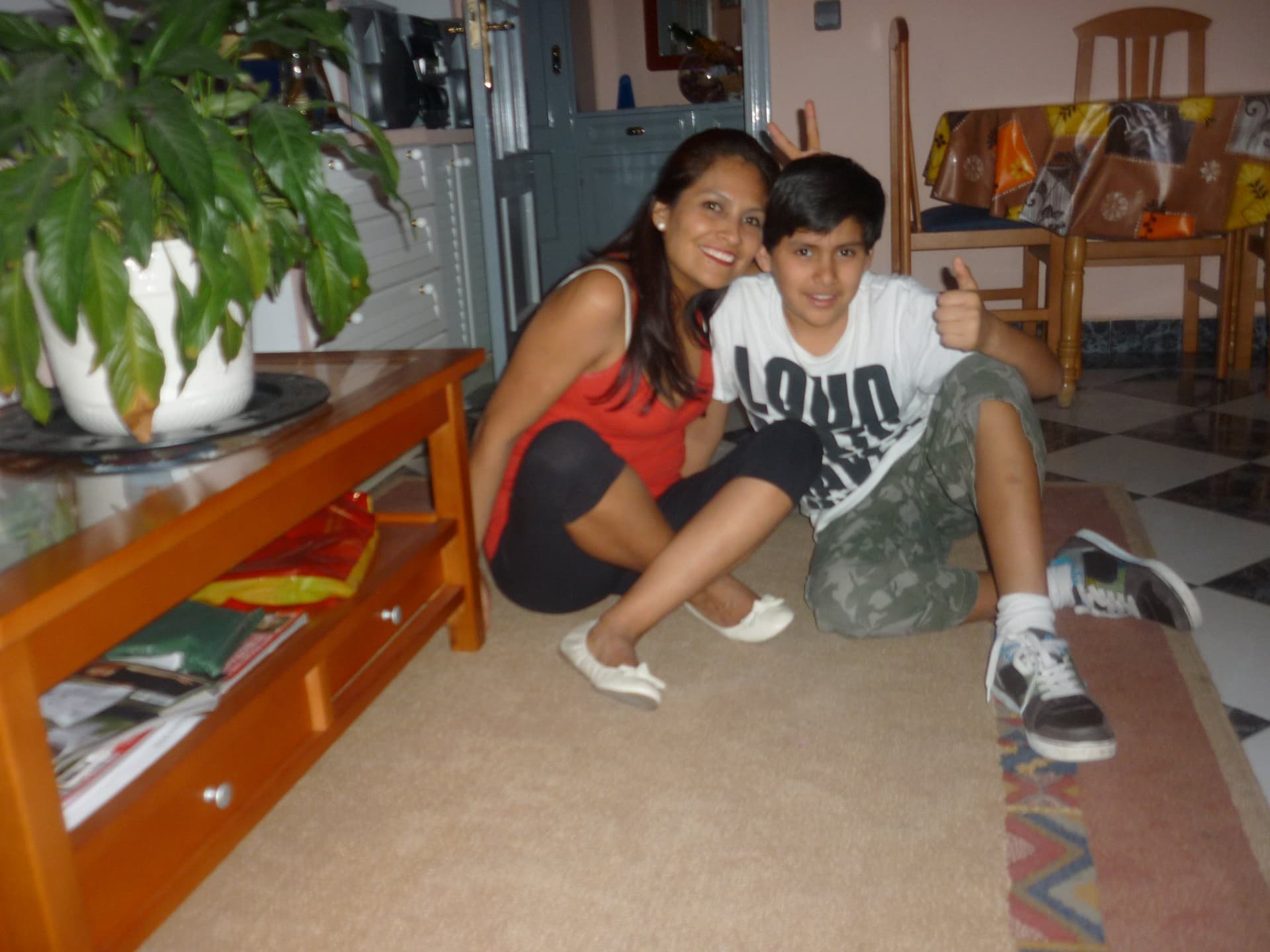 Me and my mum sitting on the floor