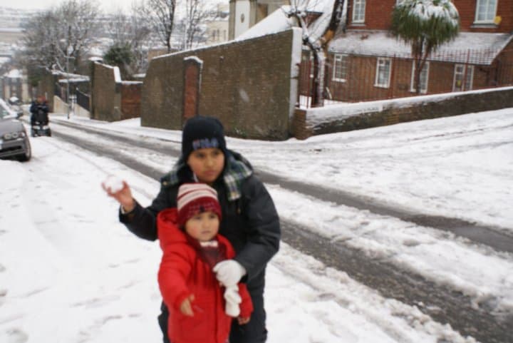 Me and my sister in the snow