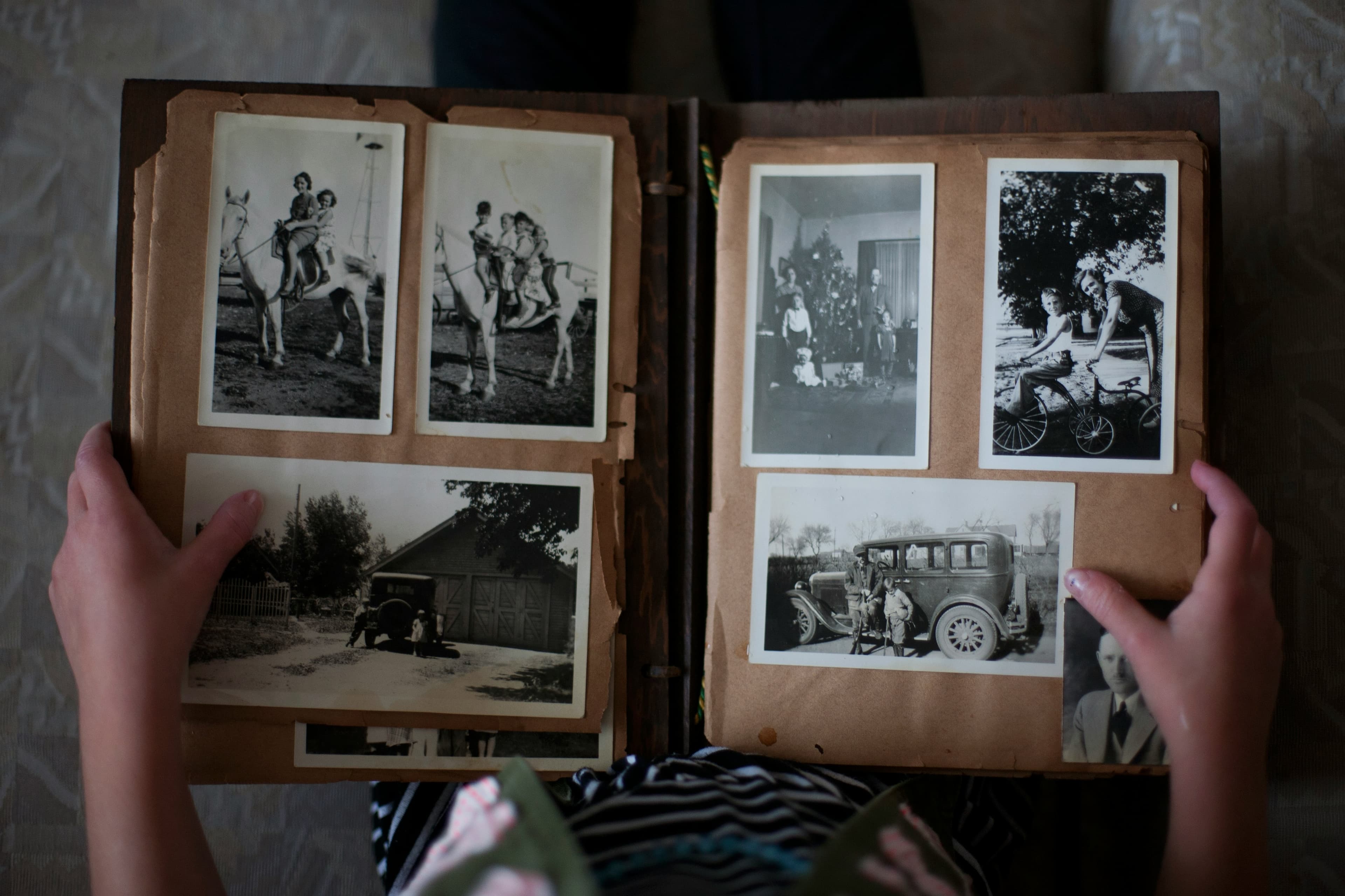Family photos and handwritten stories